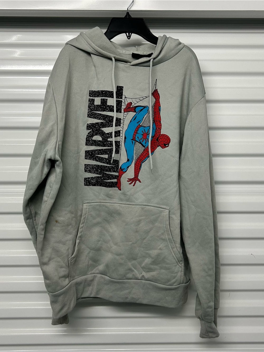 Marvel Men's Gray Hoodie with Red & Blue Spider-Man Graphic
